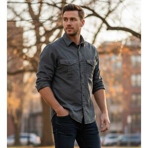 J.Crew Mens Button Down Long Sleeve Shirt Size S Preppy Gray Cotton Casual Solid